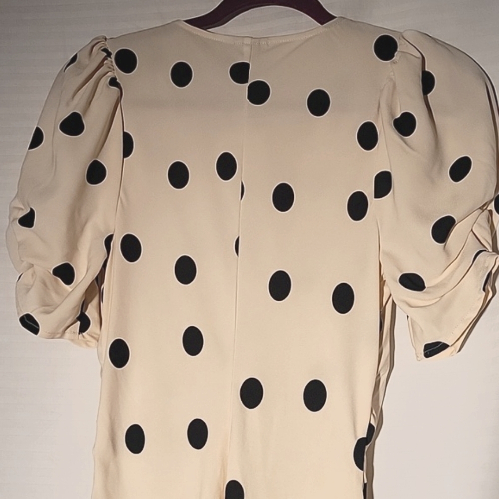 A New Day Hi-Lo Womans Beige with Black Polka Dot Dress, Size: XS, NWT - Picture 9 of 11